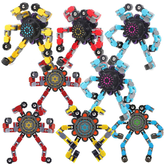 🤖 Deformable Fidget Robot Toys – 8pcs DIY Spinner Set for Kids ✨