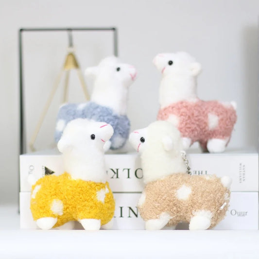 🦙 Mini Alpaca Plush Pendant – Soft Velvet Keychain Doll (4 Colors) 🎒