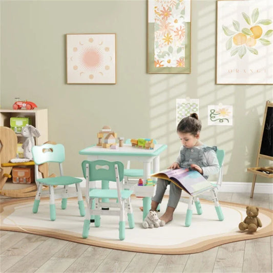 🪑 Kids 5-Piece Table & Chair Set – Toddler Activity Desk + 2 Chairs 🎨